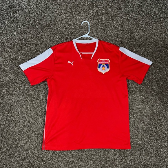 Puma Soccer Serbian White Eagles Vintage OG Red White Blue Jersey T Shirt - Picture 1 of 3